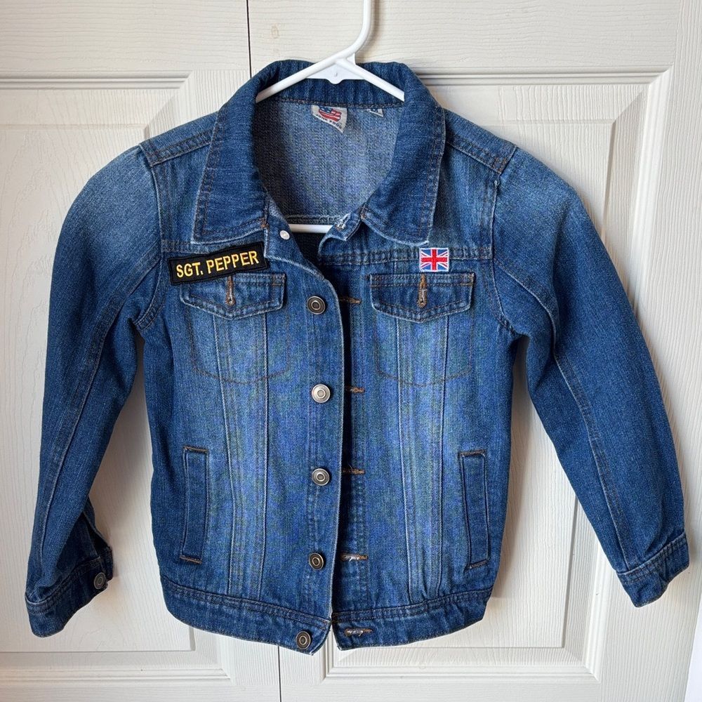 Junk Food Kids The Beatles boys girls retro patch Denim Jean Jacket M (8/10) EUC